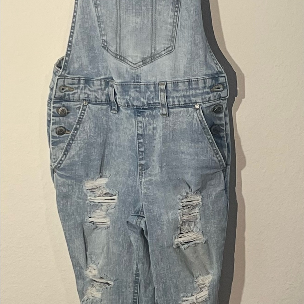 Blue Spice Light Blue Distressed Women Jeans Overalls